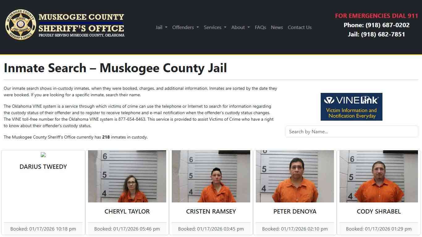 Inmate Search | Muskogee County Sheriff's Office