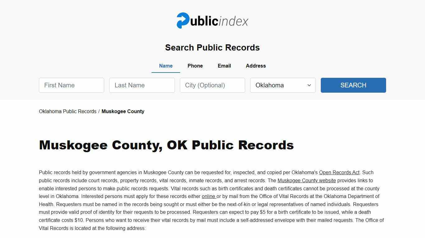 Muskogee County, OK Public Court, Arrest and Inmate Records - ThePublicIndex